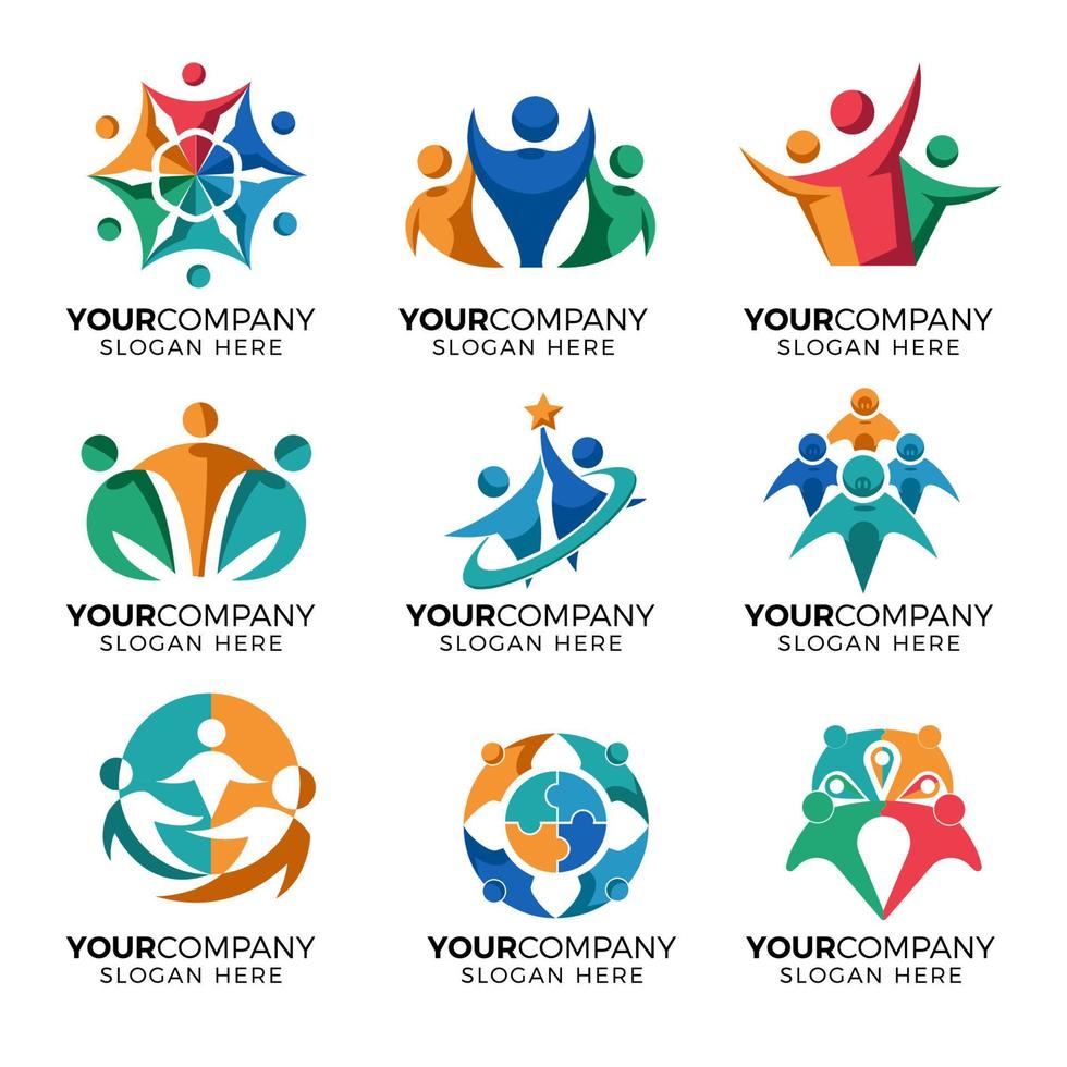 Teamwork Collaboration People Colorful Logo vector