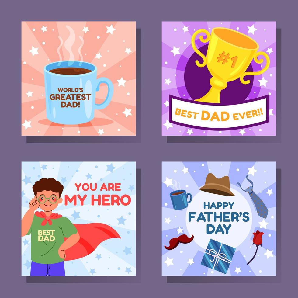 Happy Father's Day Card Set vector