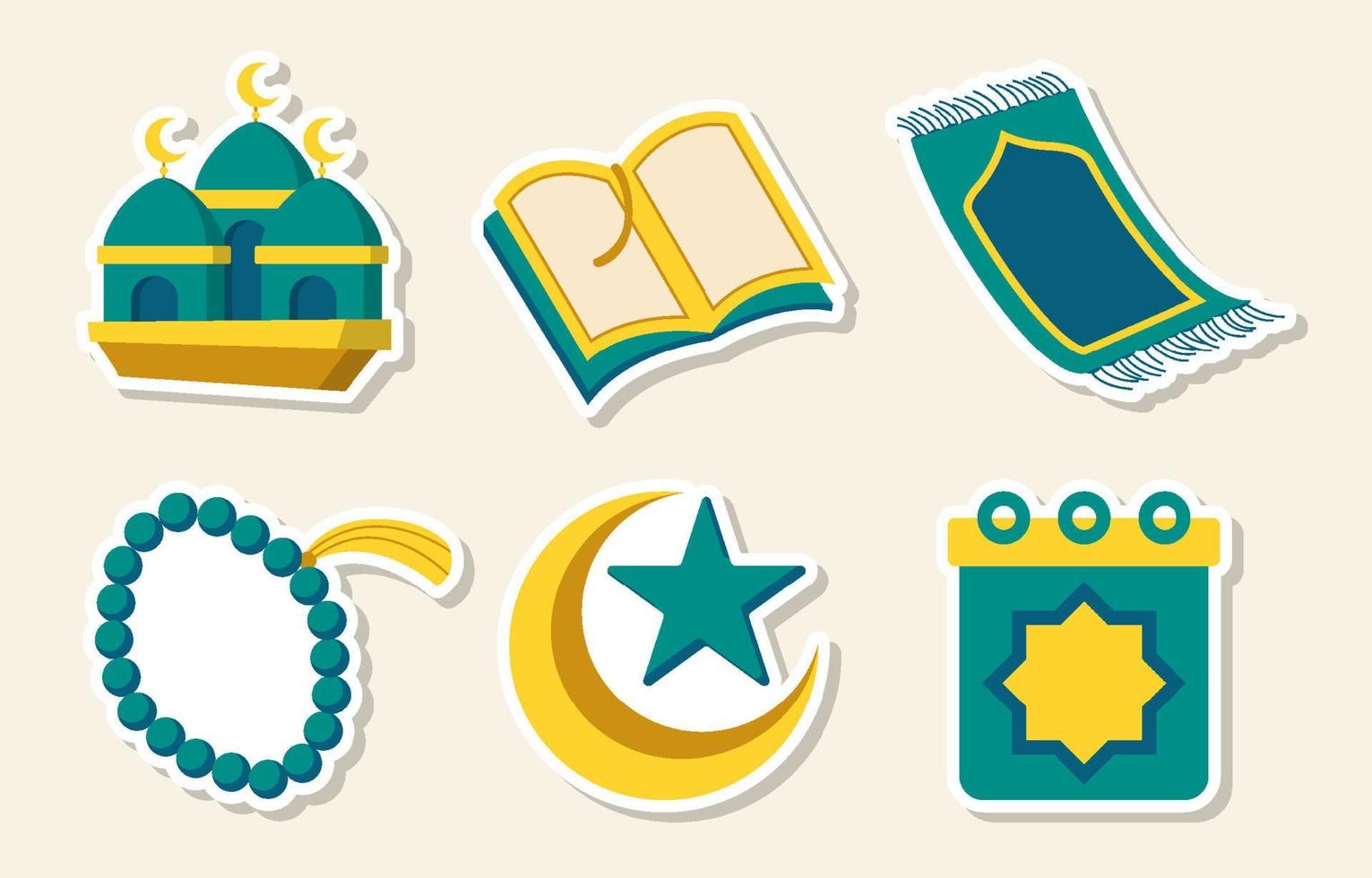 Islamic Journal Sticker Collection vector