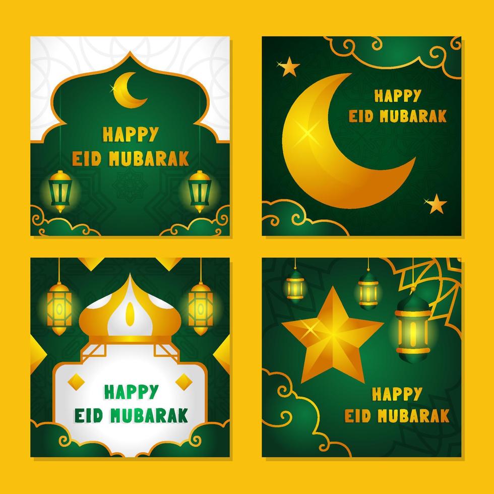 tarjeta de felicitación feliz eid mubarak vector