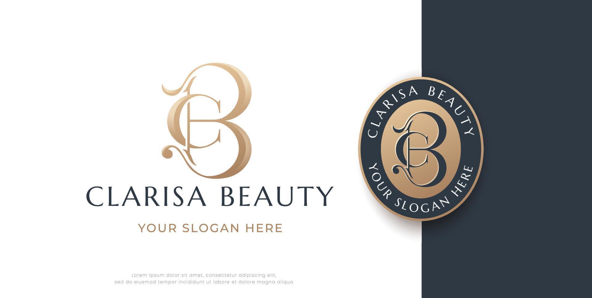 letter b c monogram serif logo design vector