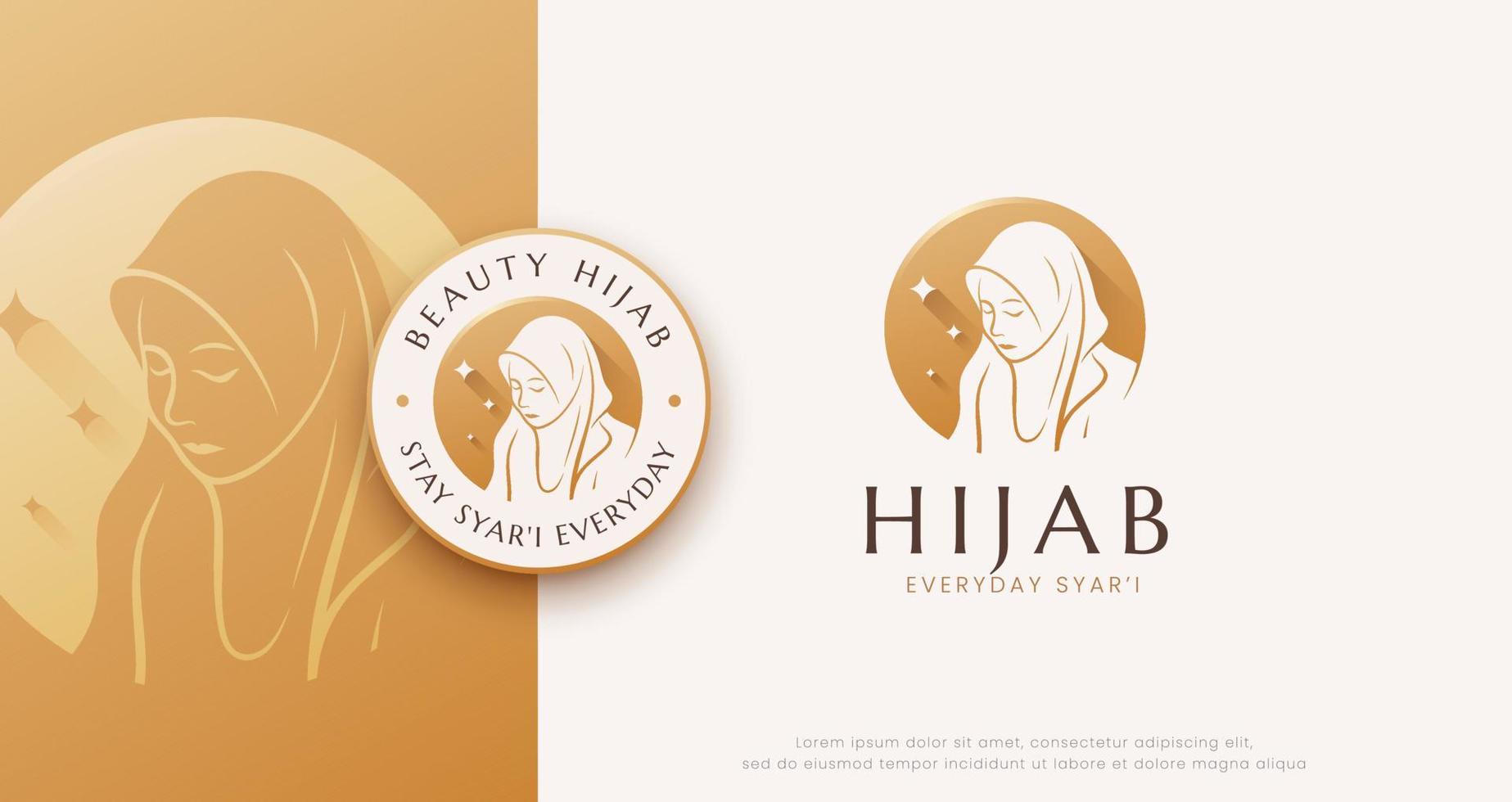 silueta de mujer islámica con logo de hijab vector