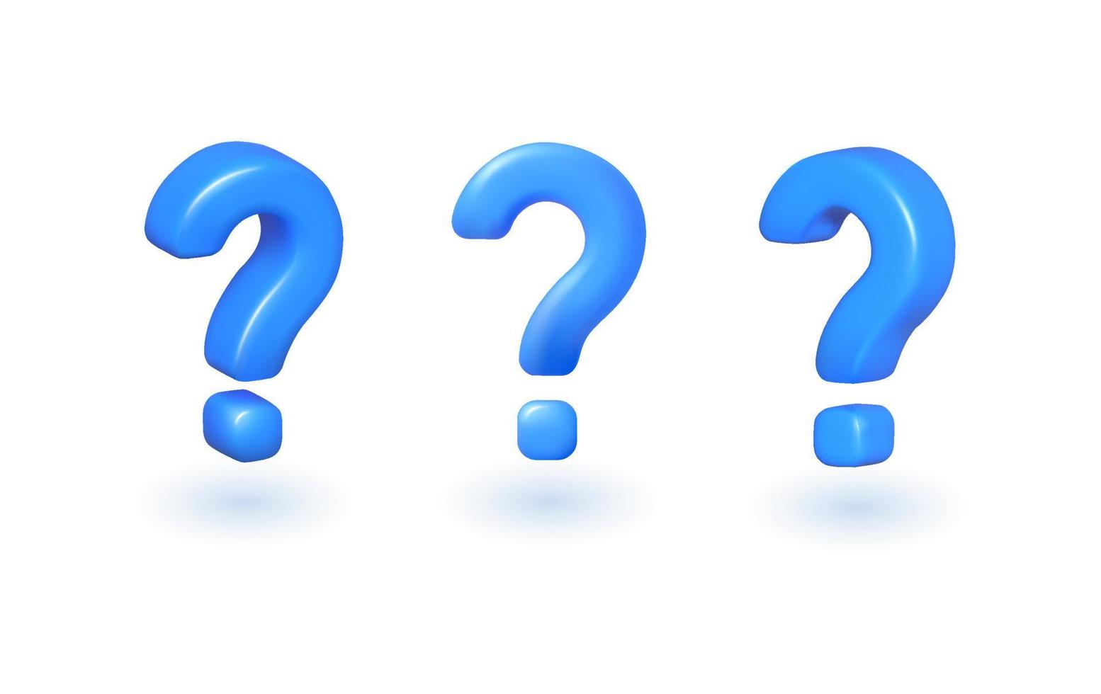 set Realistic 3d blue question mark vector