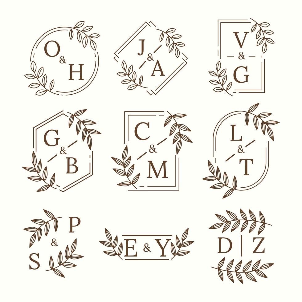 elegante colección de monogramas de boda vector