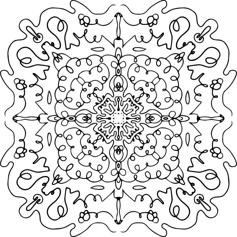 Vector hand drawn, line art. Coloring page for adults and children. Mandala. Various abstract shapes and lines. Tile stencil