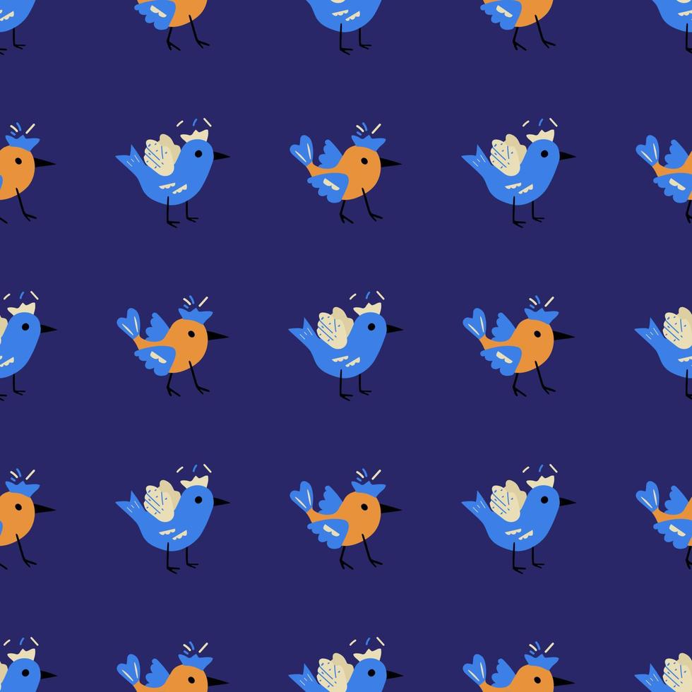 Seamless pattern of cute cartoon birds. vector