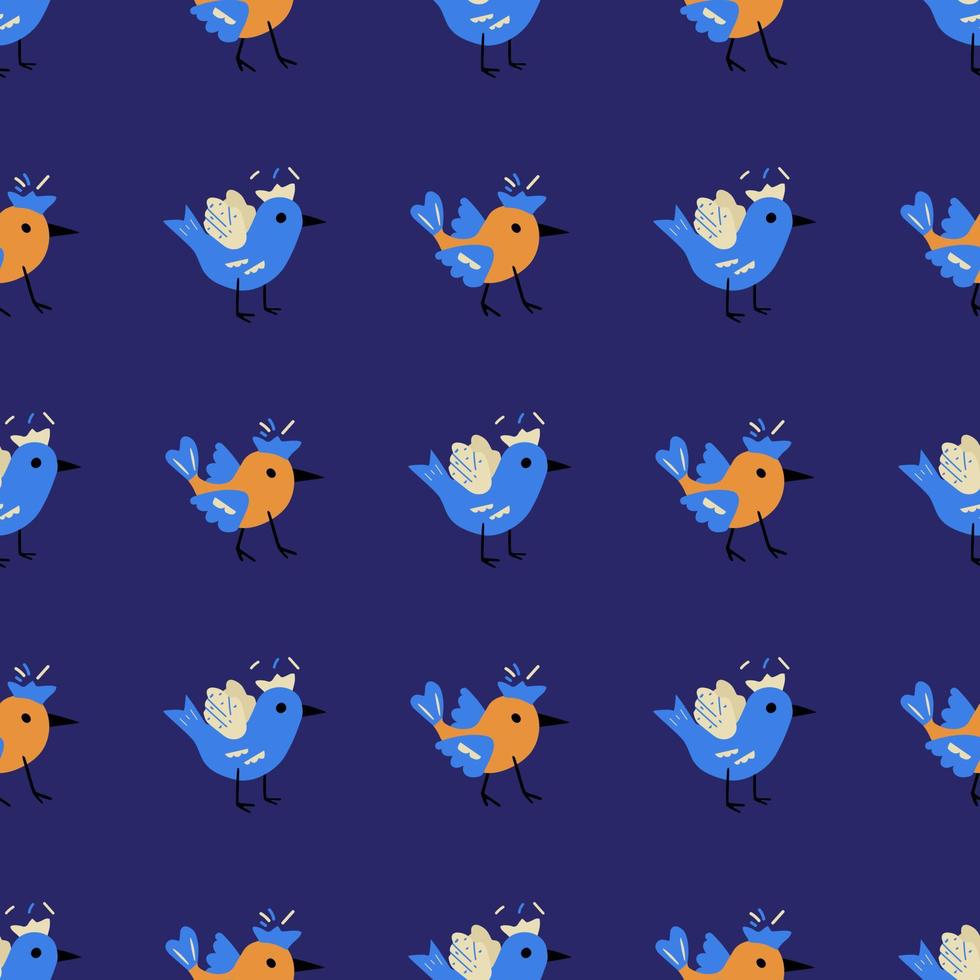 Seamless pattern of cute cartoon birds. vector