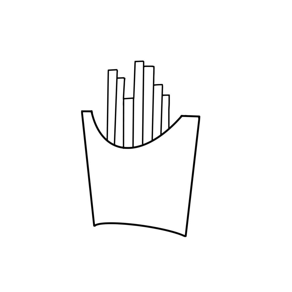 French Fry Fast Food Hand drawn organic line Doodle vector