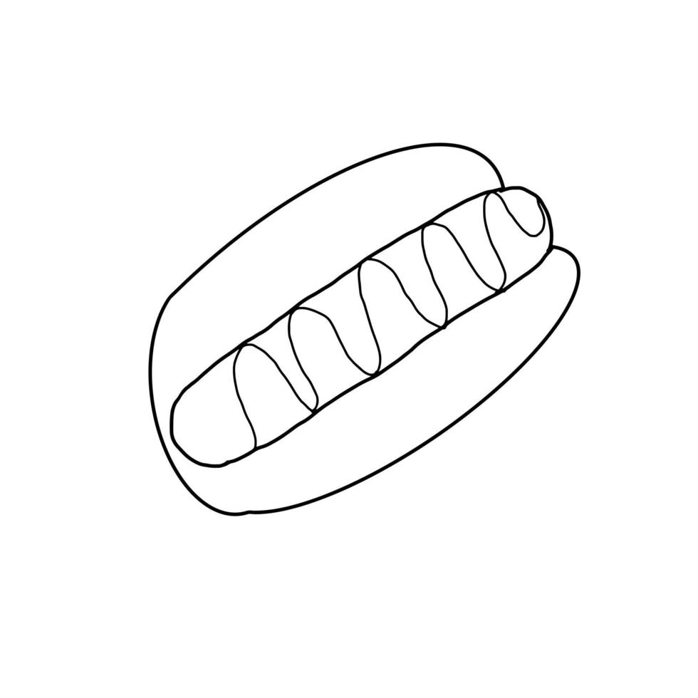 Hot dog Fast Food Hand drawn organic line Doodle vector