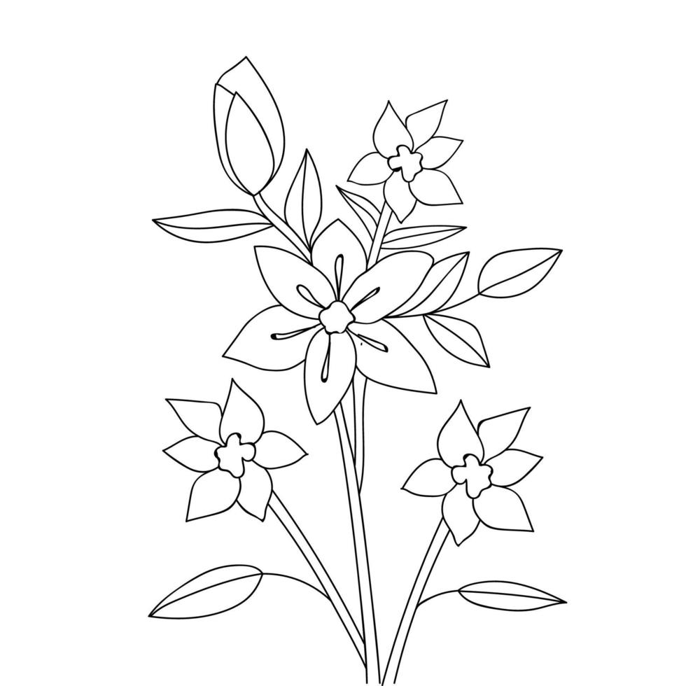 sketching flower coloring page of wildflower artistic illustration element vector