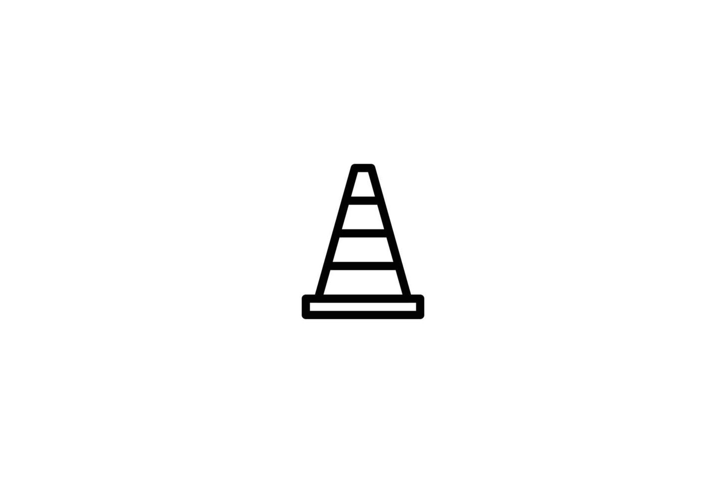 Cone Icon Traffic Line Style Free vector
