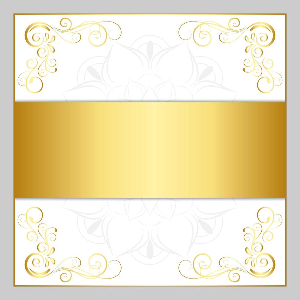 borde de adorno floral vintage, elemento decorativo dibujado a mano, ilustración vectorial de marco floral dorado con fondo blanco, plantilla de diseño para tarjetas de decoración de página, boda, banner vector