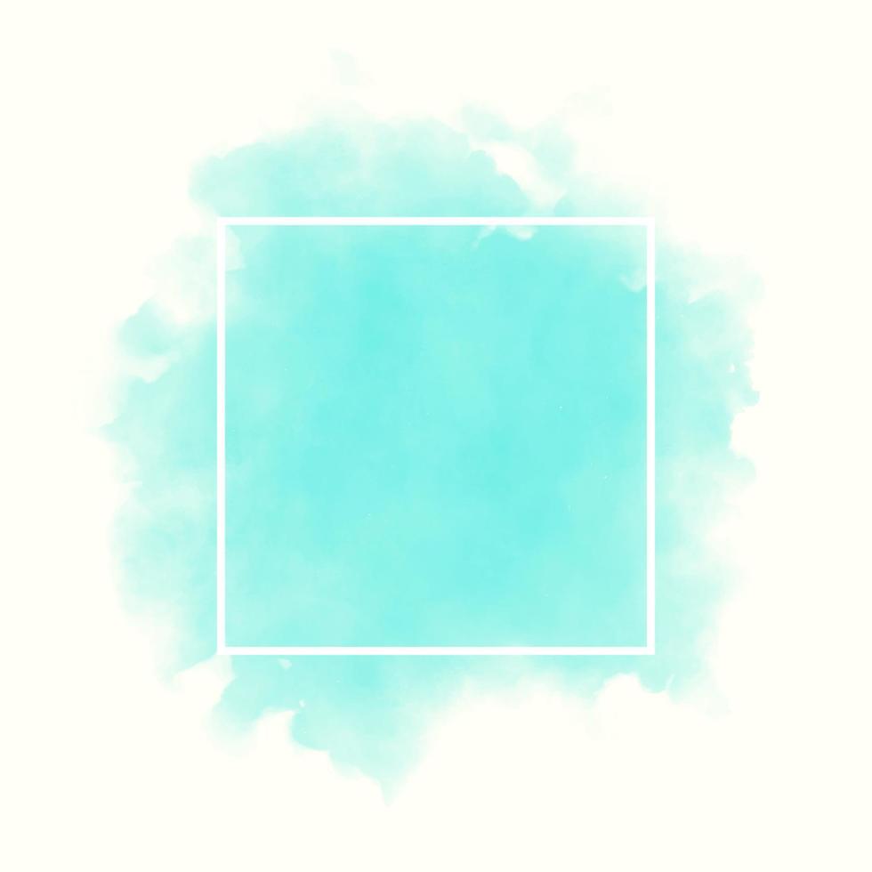 Abstract blue sky water color brush with rectangle geometric frame white color, beauty and fashion background concept vector