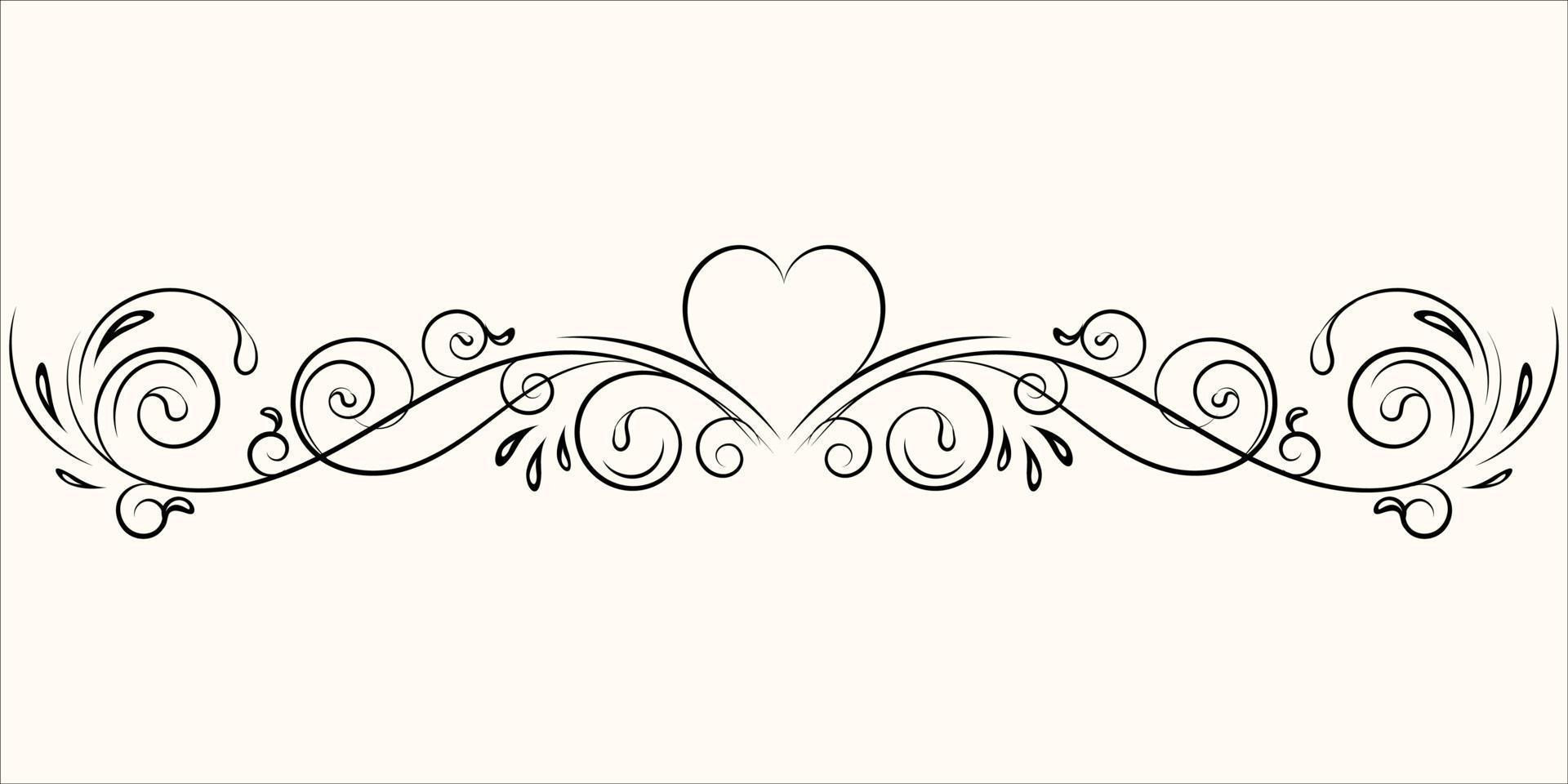 Vintage floral ornament, Hand drawn decorative element, vector illustration of floral element isolated on vintage background, design for page decoration cards, wedding, banner, frames