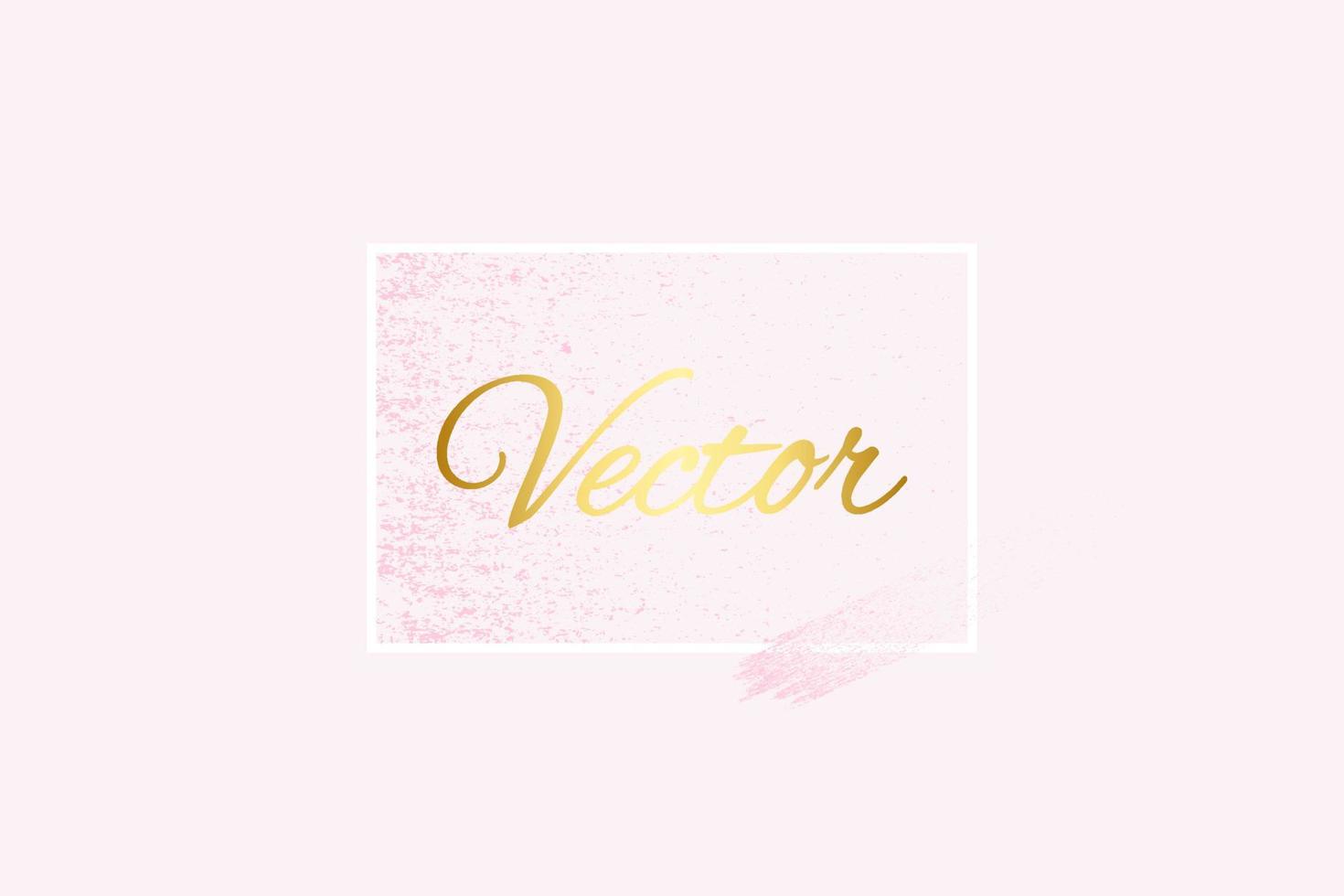 Abstract pink luxury background with grunge brush stroke in gold color and rectangle geometric frame white color, beauty and fashion background concept vector