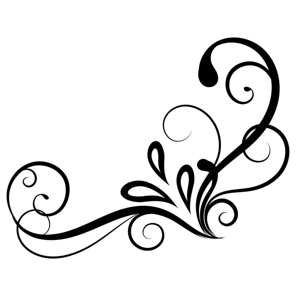 ornamento floral vintage, elemento decorativo dibujado a mano, ilustración vectorial de elemento floral aislado en fondo negro, diseño para tarjetas de decoración de página, boda, pancarta, marcos vector
