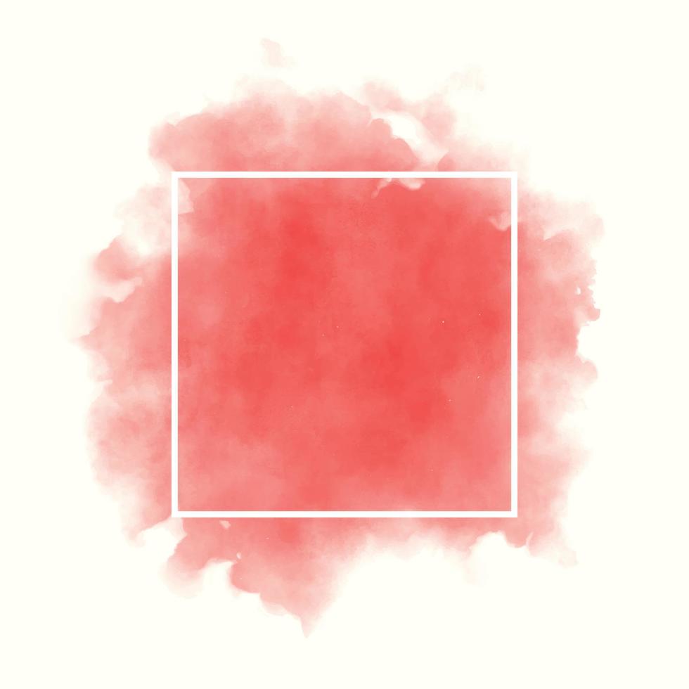 Abstract red water color brush with rectangle geometric frame gold color, beauty and fashion background concept vector