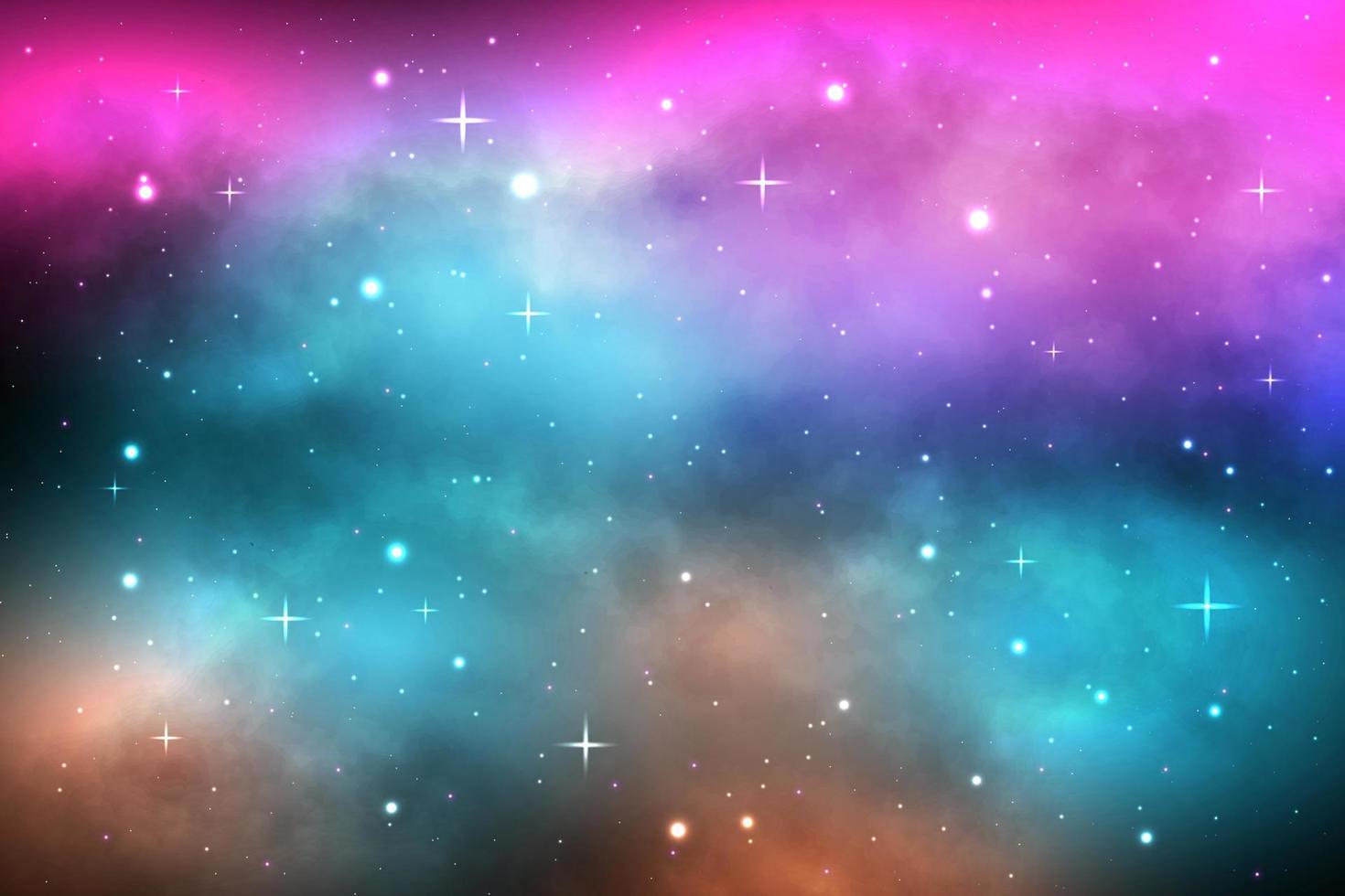 fondo de galaxia espacial con estrellas brillantes y nebulosa, cosmos vectorial con vía láctea colorida, galaxia en la noche estrellada, ilustración vectorial vector