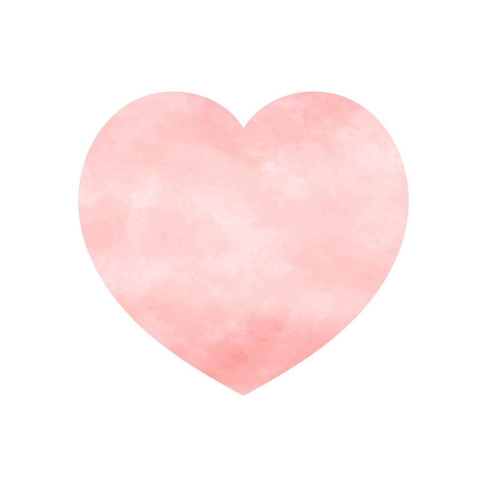 corazón rosa con textura de estilo acuarela, diseño vintage de icono de corazón aislado sobre fondo blanco, ilustración vectorial vector