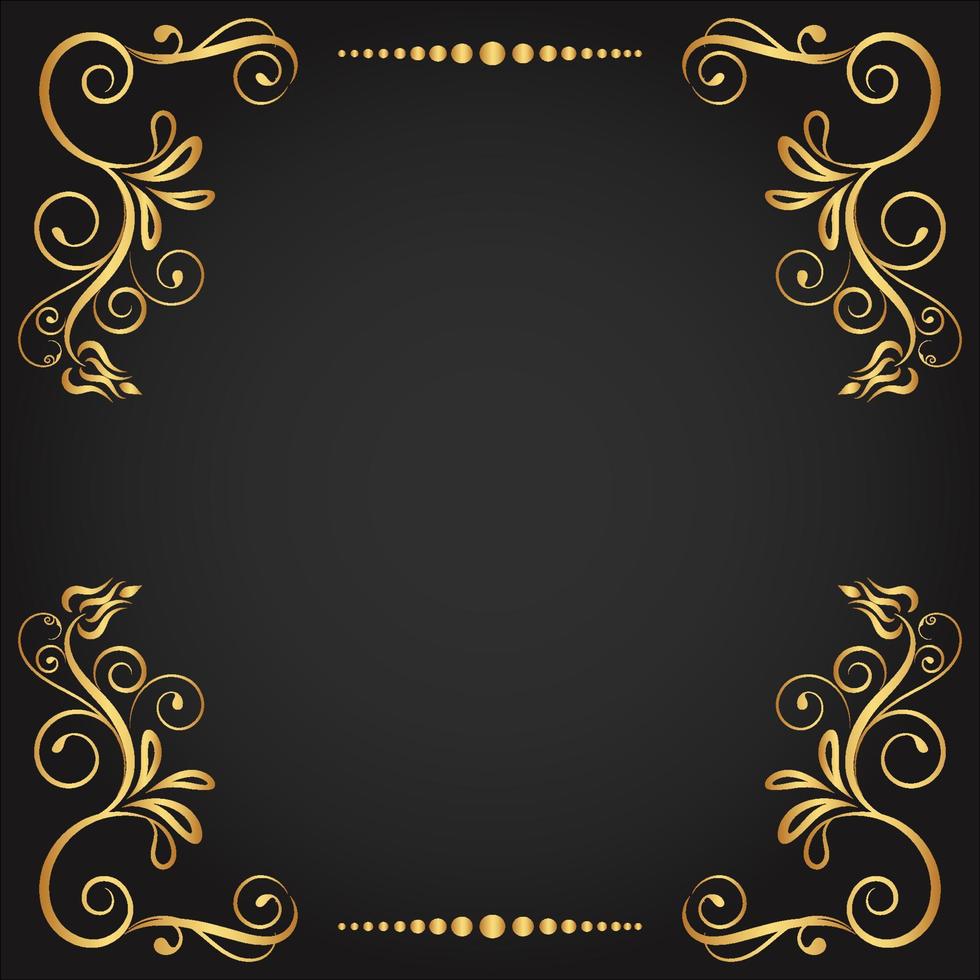 borde de adorno floral vintage, elemento decorativo dibujado a mano, ilustración vectorial de marco floral dorado con fondo blanco, plantilla de diseño para tarjetas de decoración de página, boda, banner vector