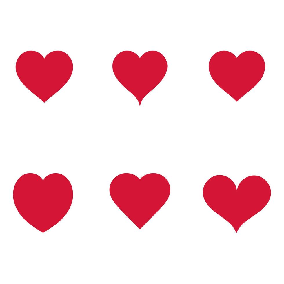 conjunto de diseño de corazones rojos, icono plano, corazón romántico para el día de San Valentín, ilustración vectorial vector