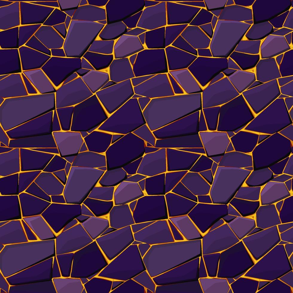 Seamless texture stone with lava or fire, vector background