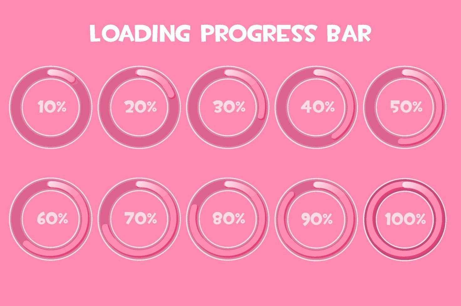 Loading Progress Bar is pink. Set of circle loading or progress percentage. Infographics design elements. vector