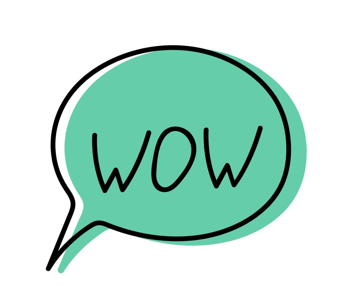 Hand drawn speech bubble with text - wow. vector