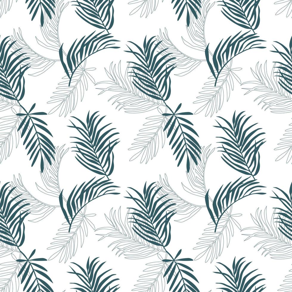 Seamless pattern. Different shapes of palm leaves. Tropical natural elements vector