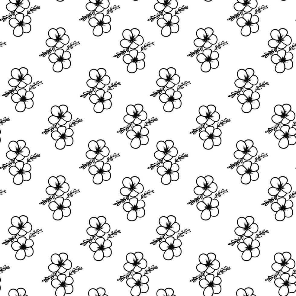 Seamless pattern of spring and summer flowers. Hand drawn wildflowers. Line art. vector