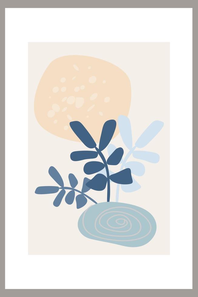 Abstract Template, organic simple shapes and natural botanical elements. Collage style, Minimal and natural wall art. vector