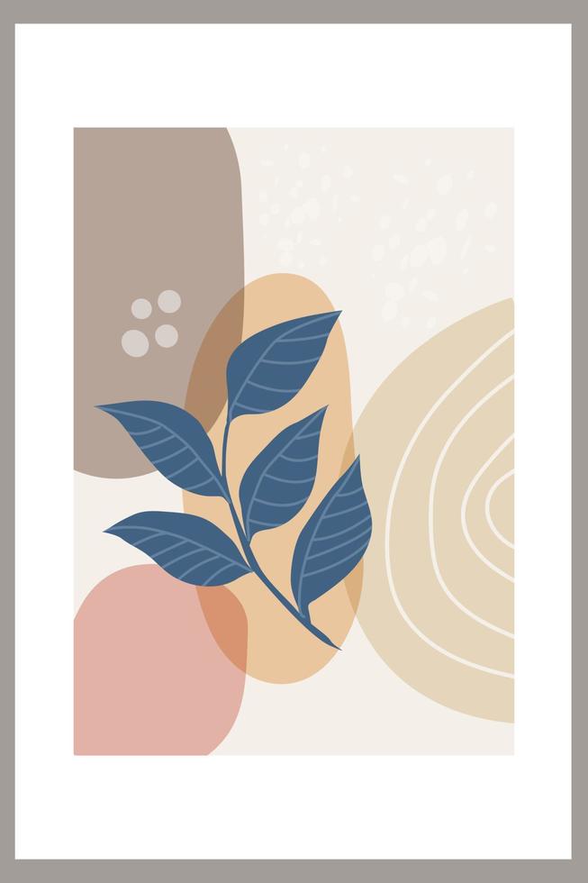 Abstract Template, organic simple shapes and natural botanical elements. Collage style, Minimal and natural wall art. vector
