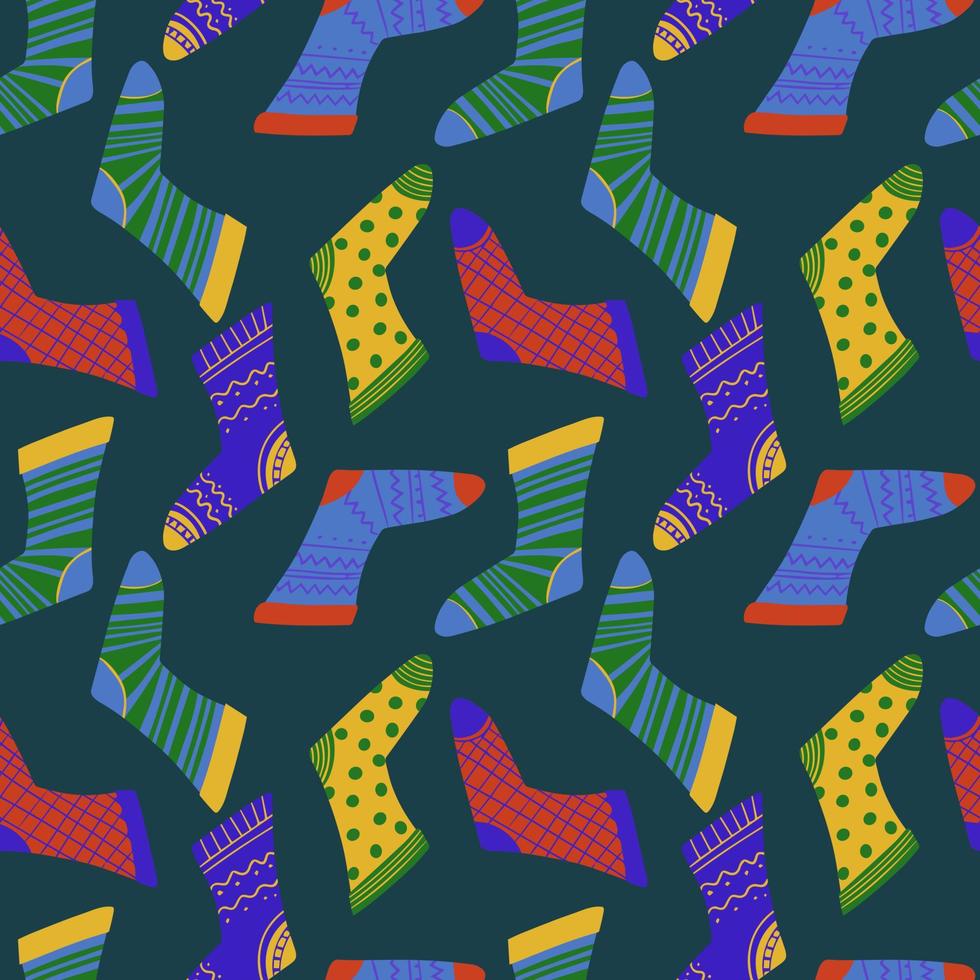 Seamless pattern of cozy knitted socks vector