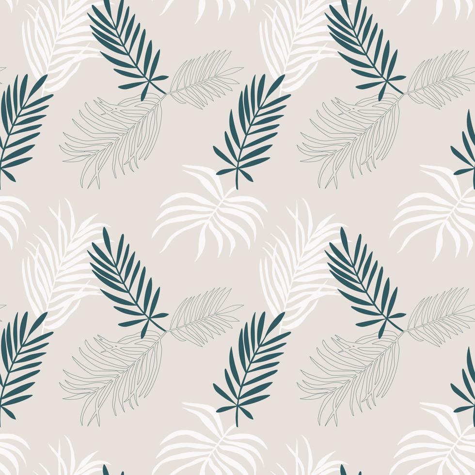 Seamless pattern. Different shapes of palm leaves. Tropical natural elements vector