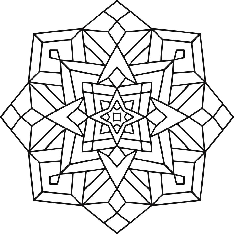 Vector hand drawn, line art. Coloring page for adults and children. Mandala. Various abstract shapes and lines.