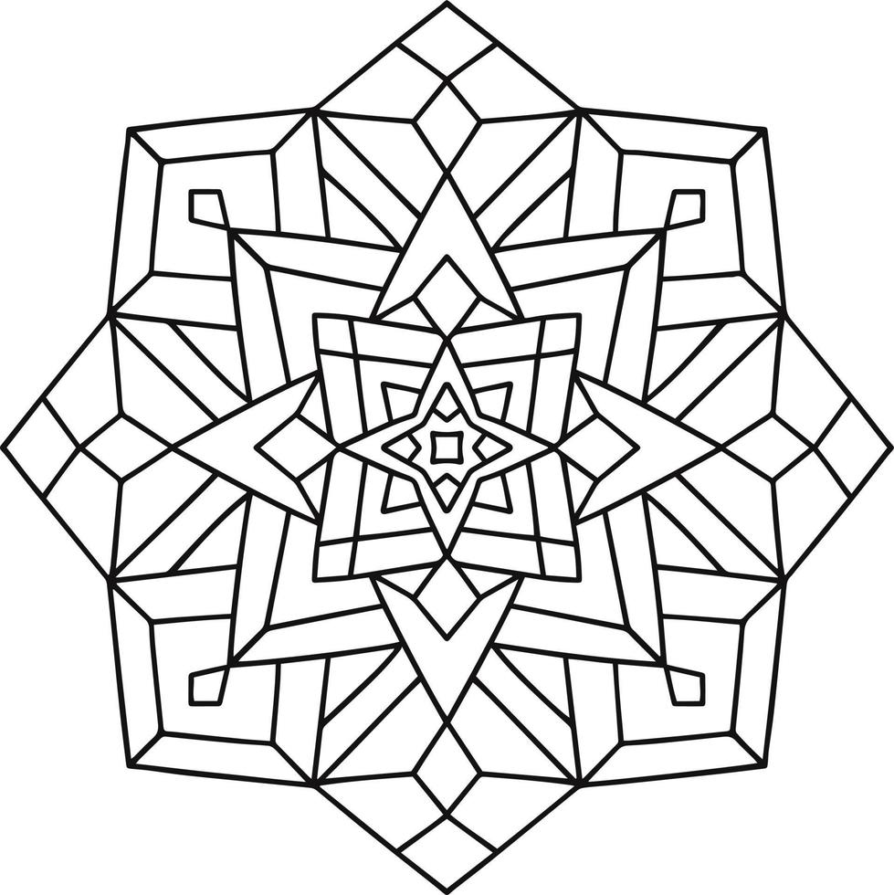 Vector hand drawn, line art. Coloring page for adults and children. Mandala. Various abstract shapes and lines.