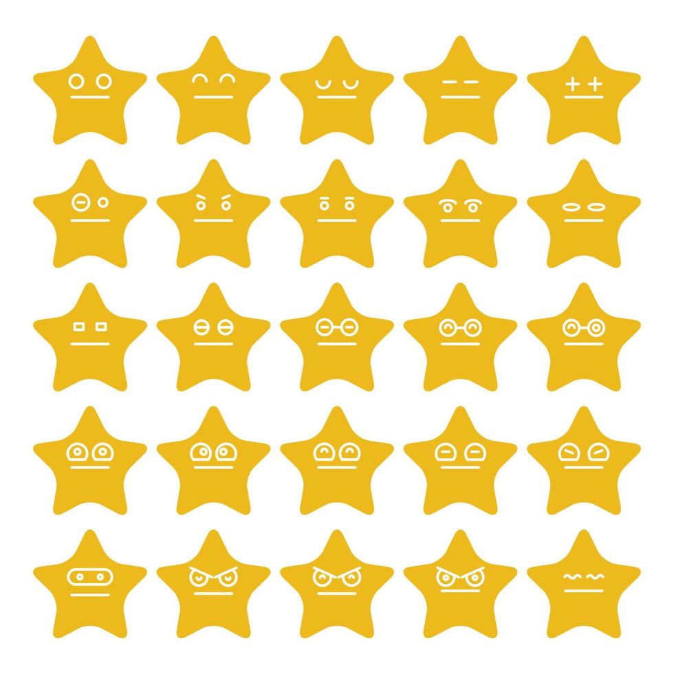 cute star emoticon vector set