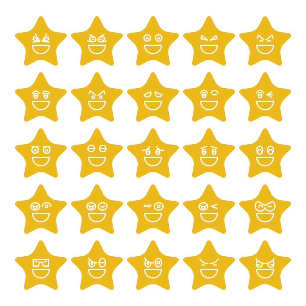 conjunto de vectores de emoticonos de estrellas de sonrisa