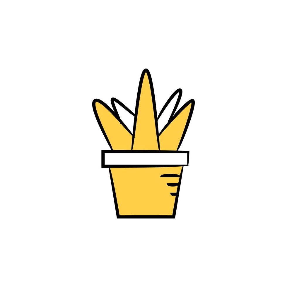 plant pot icon yellow theme illustration vector