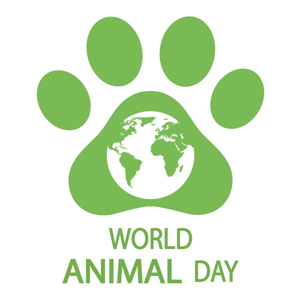 World Animal Day Poster with green Planet Earth. vector