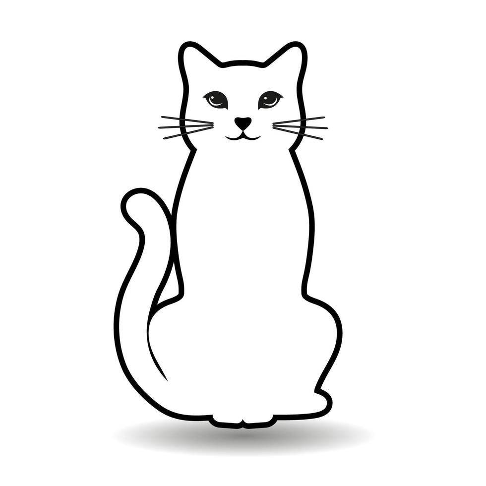 Outline silhouette of a cute cat vector