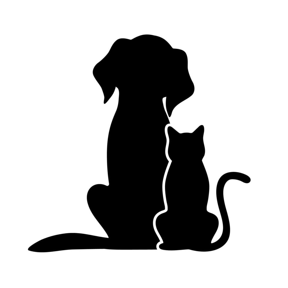 siluetas ilustrativas de perros y gatos vector