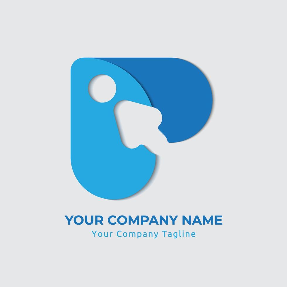 vector graphic of simple logo with blue color scheme and using paper cut out style