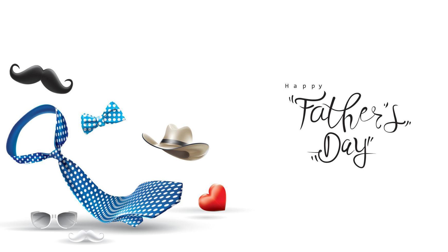 Happy Father Day greeting card, banner design with lettering, typography in three dimensional style vector