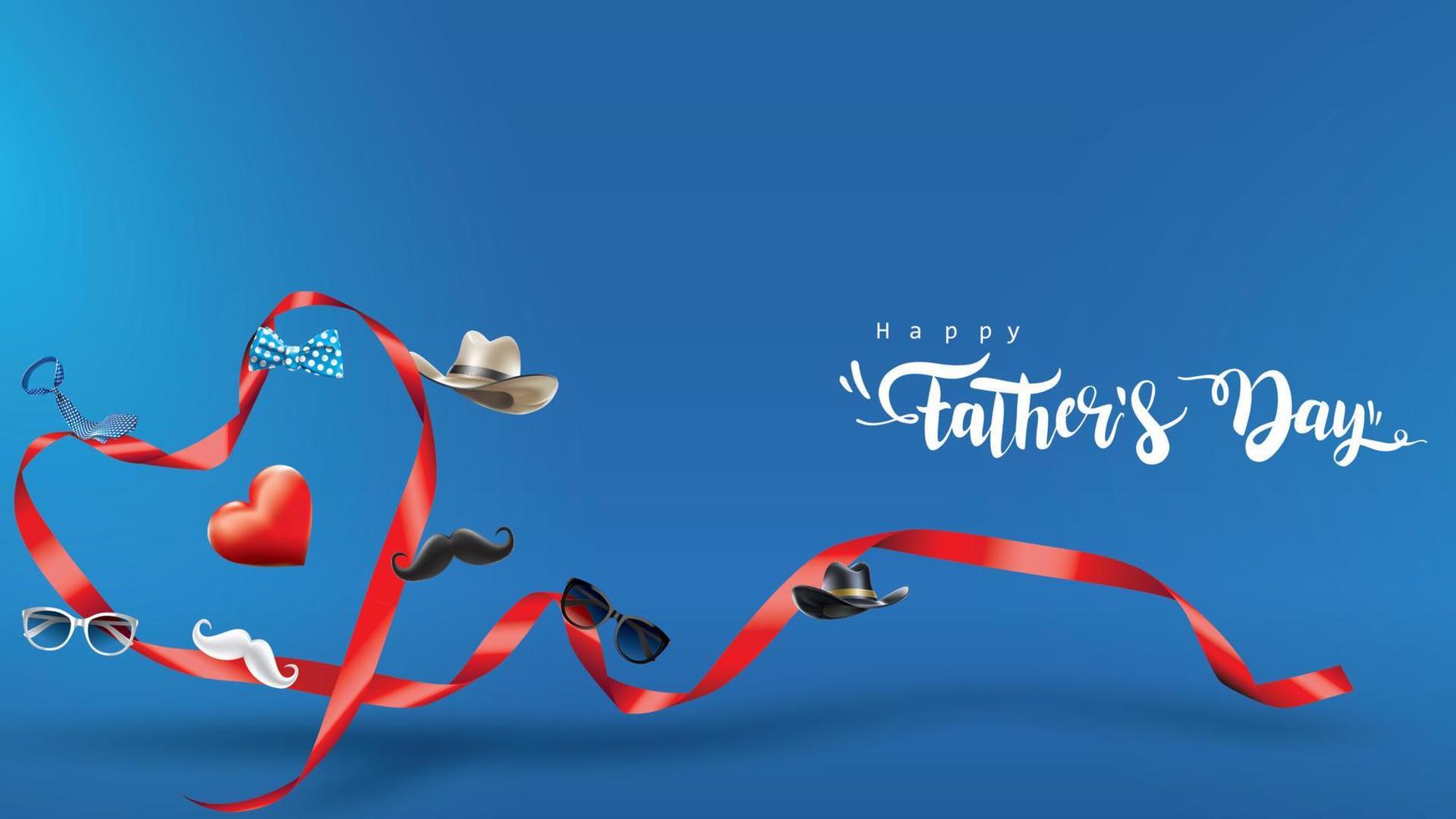 Happy Father Day greeting card, banner design with lettering, typography in three dimensional style vector