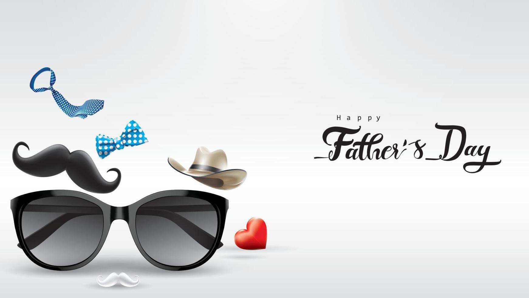 Happy Father Day greeting card, banner design with lettering, typography in three dimensional style vector