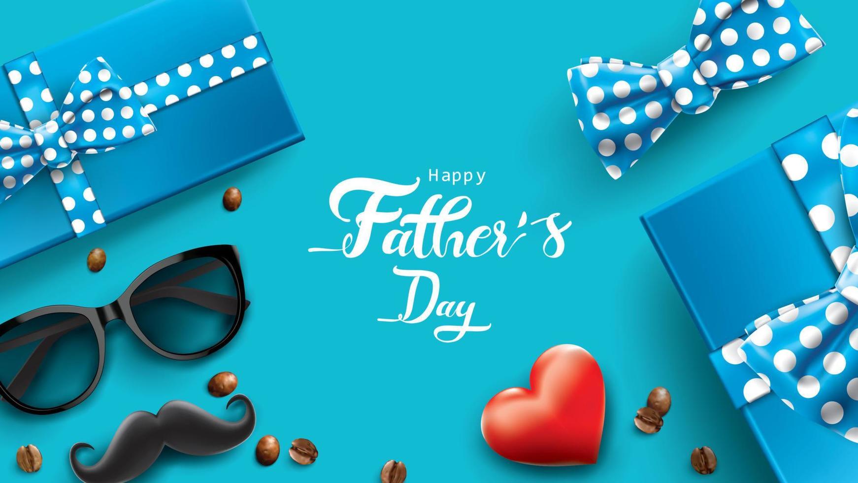 Happy Father Day greeting card, banner design with lettering, typography in three-dimensional style vector