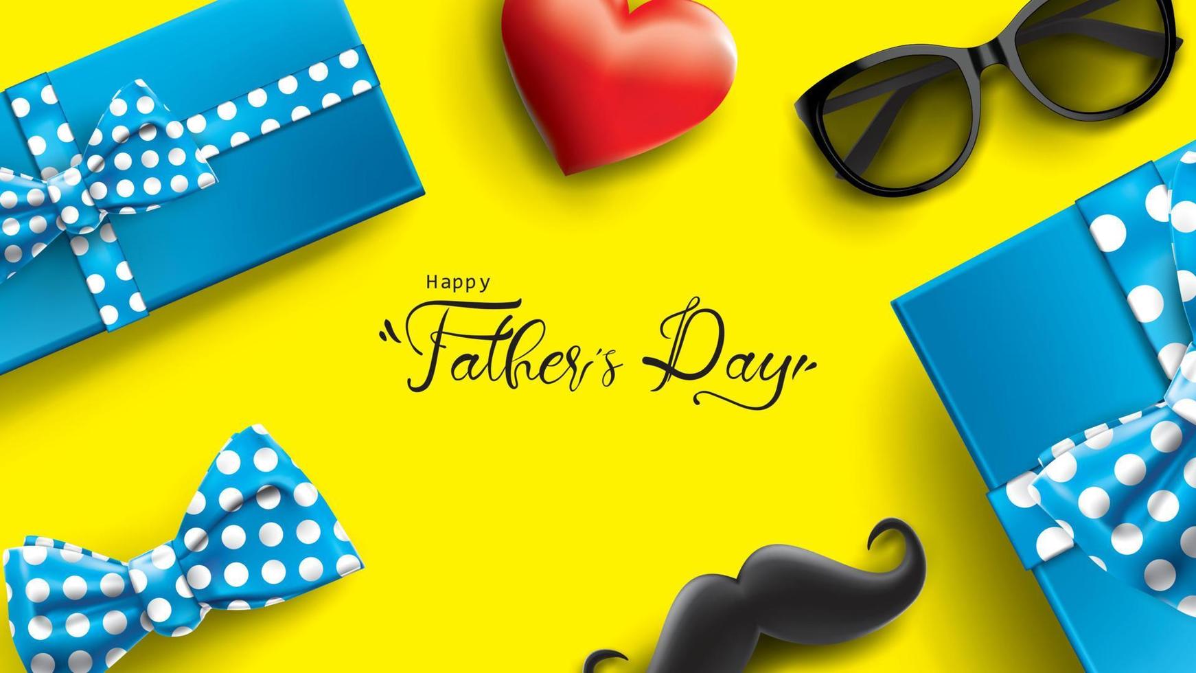 Happy Father Day greeting card, banner design with lettering, typography in three-dimensional style vector