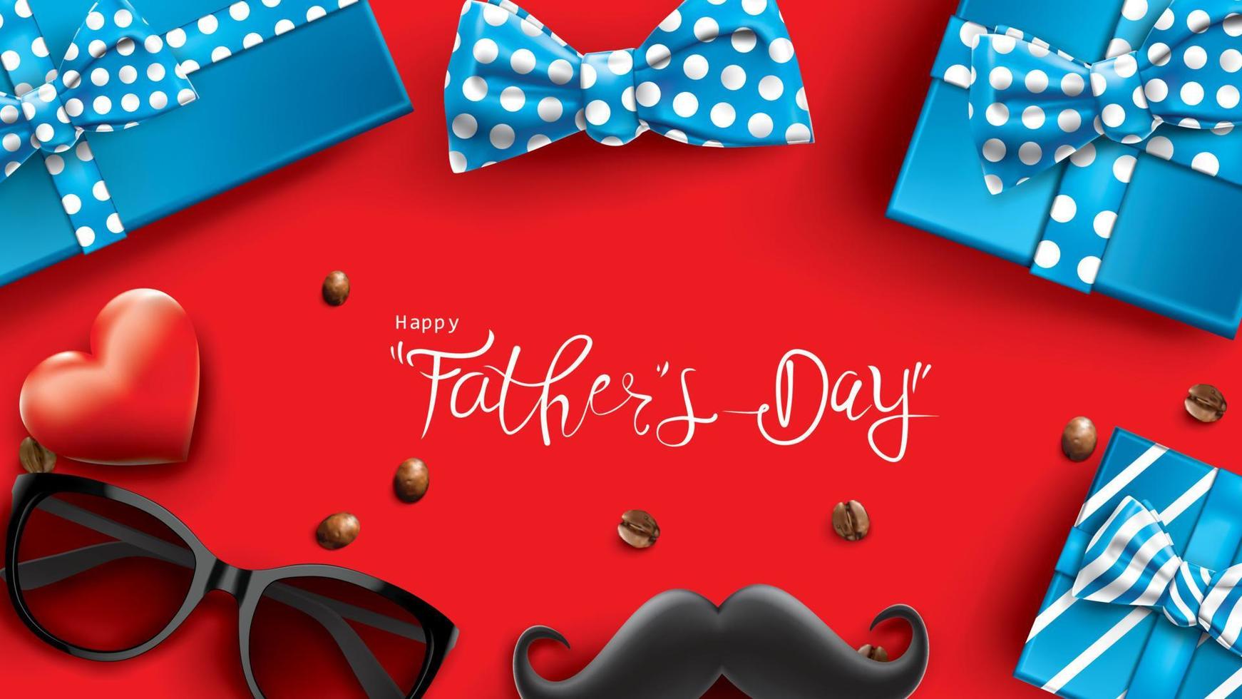 Happy Father Day greeting card, banner design with lettering, typography in three-dimensional style vector