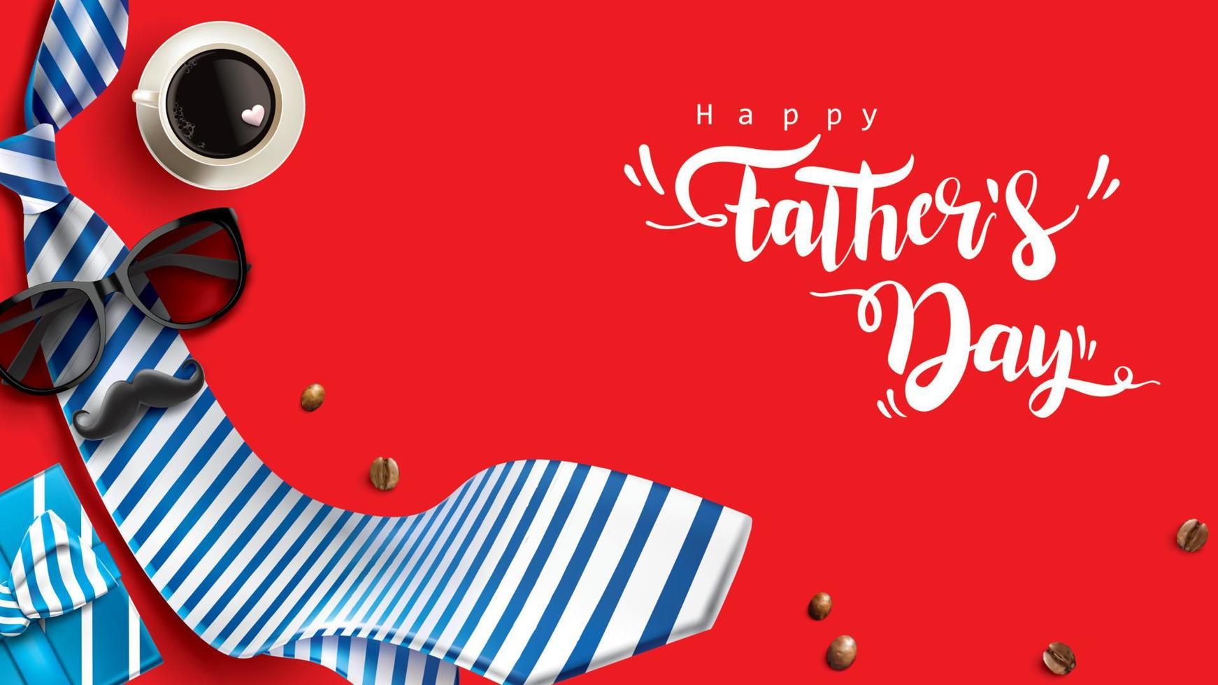 Happy Father Day greeting card, banner design with lettering, typography in three-dimensional style vector